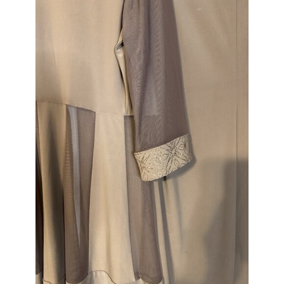 R & M RICHARDS PM Taupe Brown Jacket Dress Shimmer Wedding Party Cruise NEW - Picture 9 of 16